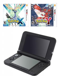 Диск Nintendo 3DS XL, чёрная (Б/У) + Pokemon X + Pokemon Y (US)
