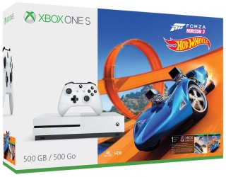 Диск Microsoft Xbox One S 500 GB, белый + игра Forza Horizon 3 (код для скачивания) + дополнение Hot Wheels (код для скачивания)