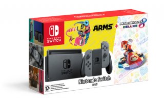 Диск Nintendo Switch (серый) + Mario Kart 8 Deluxe + Arms