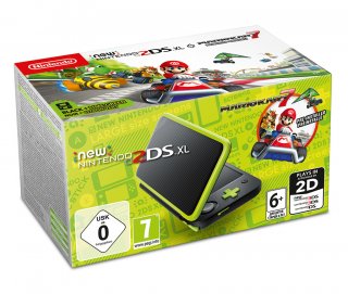 Диск New Nintendo 2DS XL (черный / лаймовый) + игра Mario Kart 7 (код загрузки)