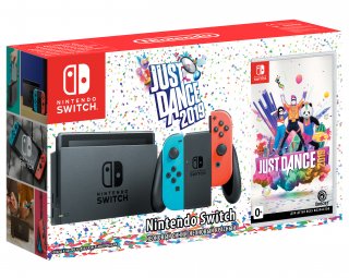 Диск Nintendo Switch (неоновый красный/неоновый синий) + Just Dance 2019