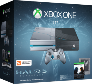 Диск Microsoft Xbox One 1Тб - Limited Edition Halo 5: Guardians (В комплекте Геймпад с 3,5-мм гнездом, черный) (Б/У)