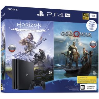 Диск Sony PlayStation 4 Pro 1TB РОСТЕСТ (CUH-7208B) + Horizon Zero Dawn: Complete Edition + God of War
