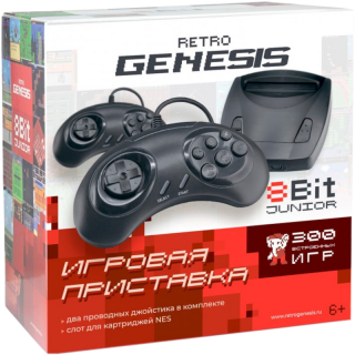Диск Retro Genesis 8 Bit Junior + 300 игр (AV кабель, 2 проводных джойстика)