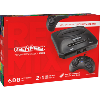 Диск Retro Genesis Remix [8 bit /16 bit] + 600 игр (AV кабель, 2 проводных джойстика)