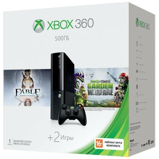 Диск Microsoft Xbox 360 E 500Гб + Fable Anniversary + Plants vs Zombies: Garden Warfare