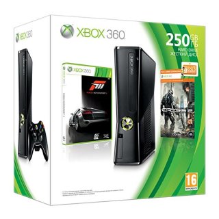 Диск Microsoft Xbox 360 Slim 250Gb (РОСТЕСТ) + 3 месяца Xbox Live Gold + код для загрузки Crysis 2 + Forza Motorsport 3