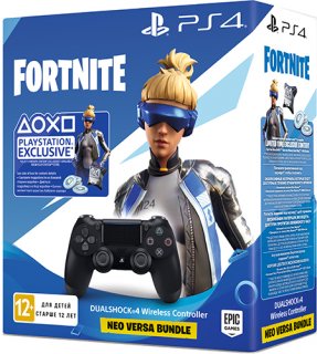 Диск Геймпад Sony Dualshock 4 v2 для PS4, чёрный (CUH-ZCT2E) + Fortnite Neo Versa Bundle