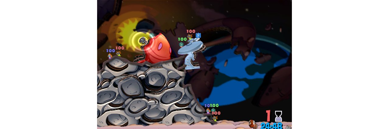 Скриншот игры Worms A Space Oddity (Б/У) для Wii