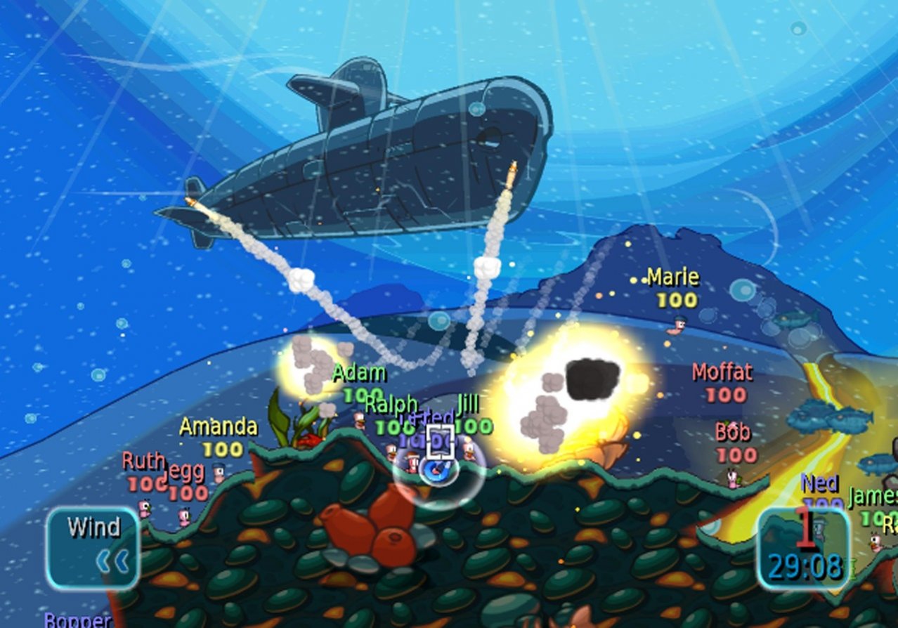 Скриншот игры Worms Battle Island для Wii