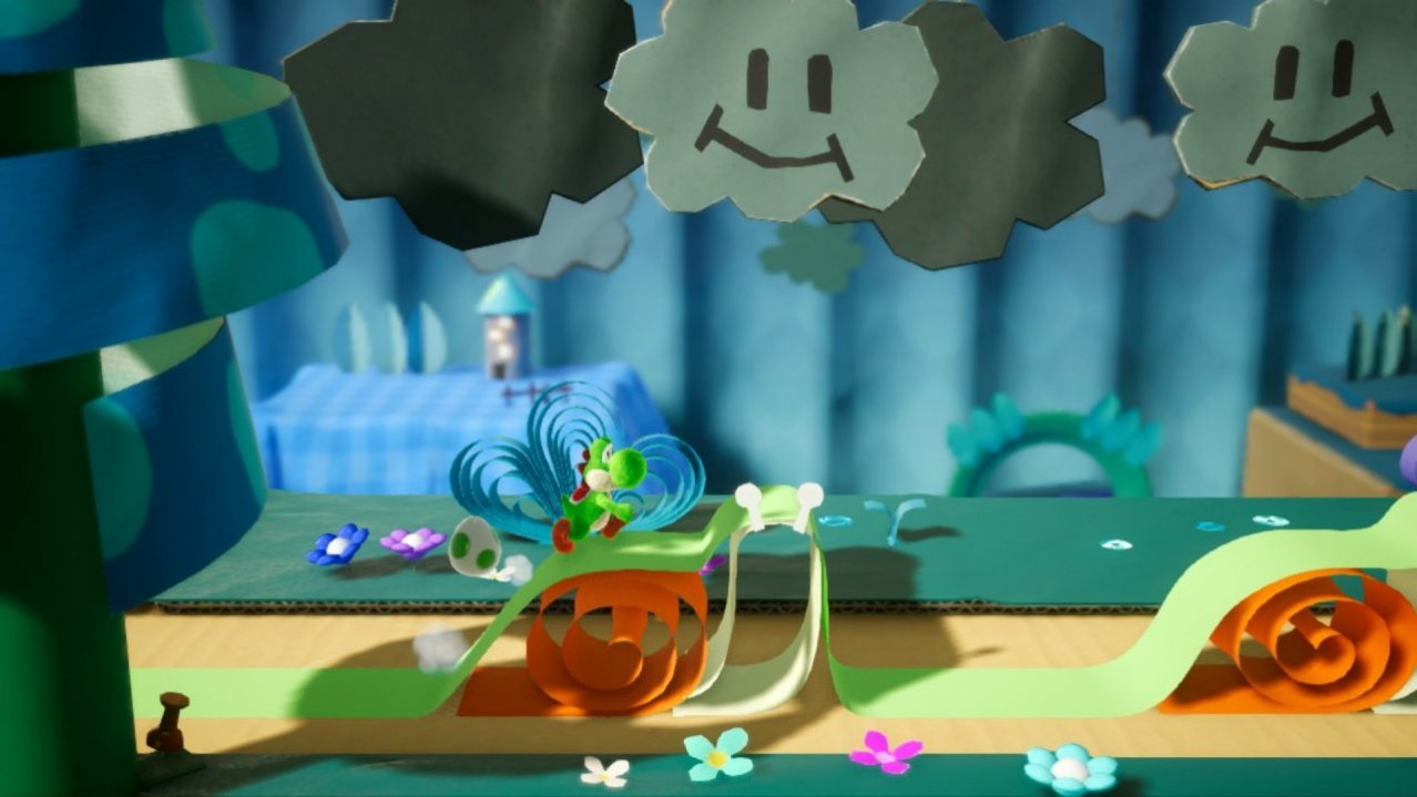 Скриншот игры Yoshis Crafted World для Switch