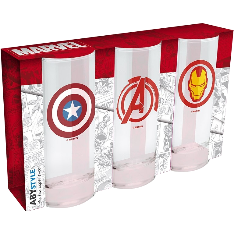 Главное изображение Набор бокалов ABYstyle: Marvel: Avengers, Captain America, Iron Man (3шт.)