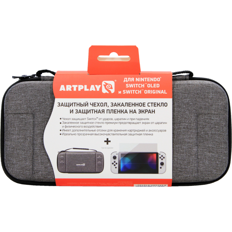 Главное изображение Чехол, защитное стекло и пленка Artplays для Nintendo Switch OLED серый (NSO-1023) для Switch