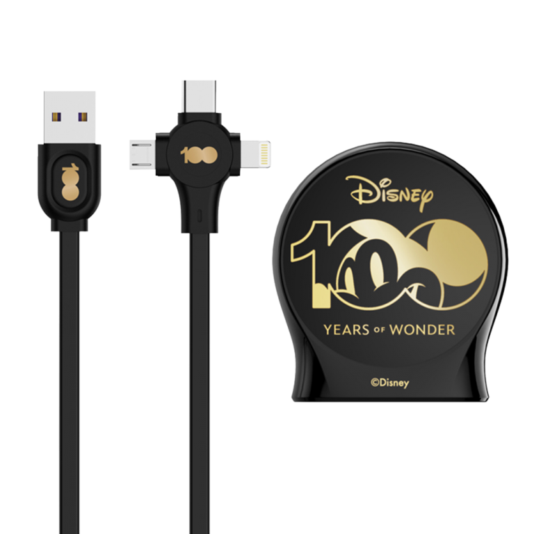Главное изображение Выдвижной зарядный кабель Дисней Юбилейный, USB - Type-C, Micro USB, Lightning (чёрный) для Pc