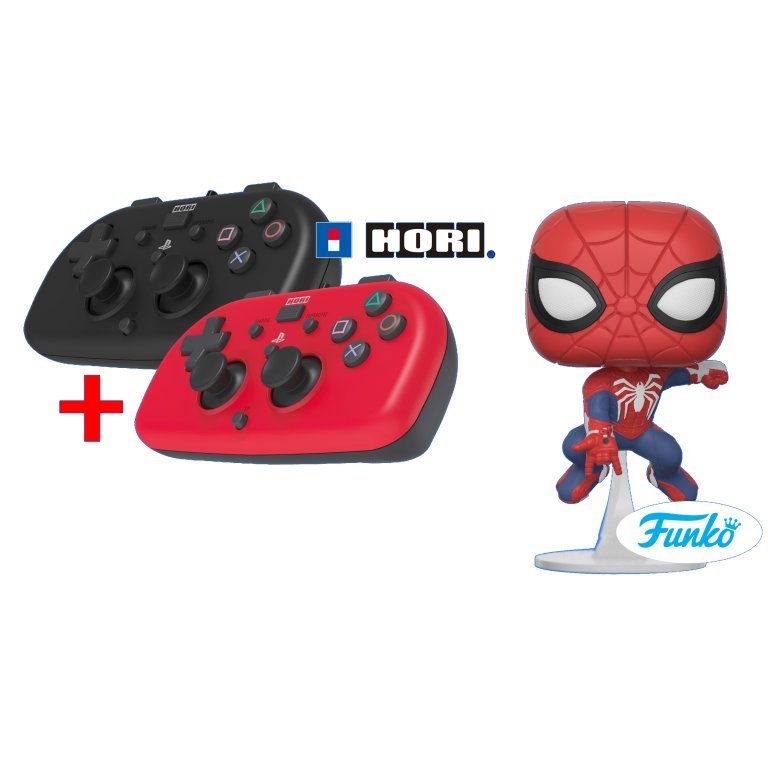 Главное изображение Набор геймпадов Horipad Mini (Black) и Horipad Mini (Red) + фигурка Funko Spider-Man для Ps4