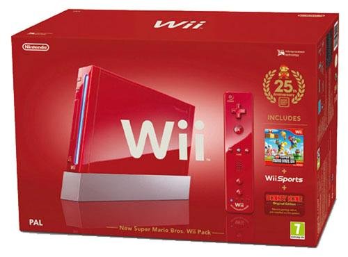 Главное изображение Nintendo Wii /красный/ + Wii Sports + New Super Mario Bros. <small>(Wii)</small>