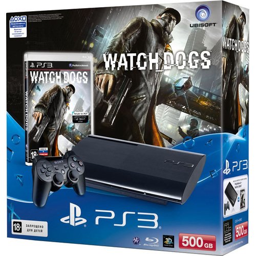 Главное изображение Sony PlayStation 3 Slim 500Gb + Watch Dogs (РОСТЕСТ) <small>(Ps3)</small>