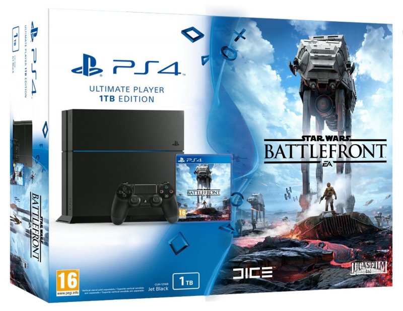 Главное изображение Sony PlayStation 4 1TB Black + Star Wars: Battlefront (CUH-1208B) РОСТЕСТ <small>(Ps4)</small>