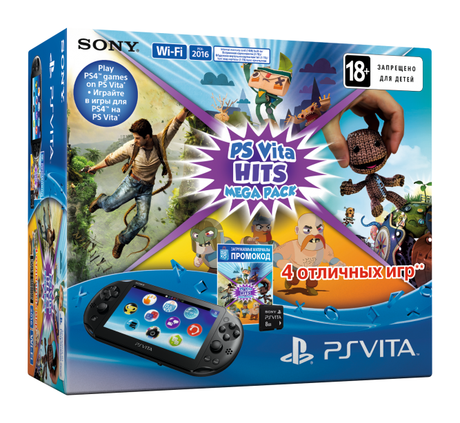 Главное изображение Sony PlayStation Vita Slim (PCH-2016) + 4 игры Hits Mega Pack + карта памяти 8 GB <small>(PSVita)</small>