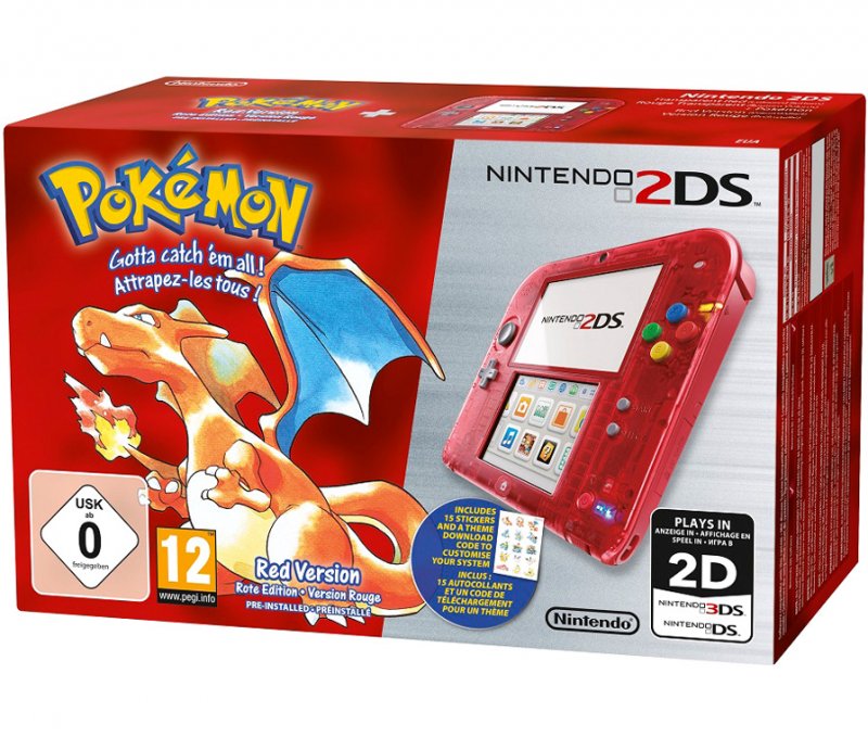 Главное изображение Nintendo 2DS (прозрачный красный) + Pokémon Red Ограниченное издание (РОСТЕСТ) <small>(3ds)</small>