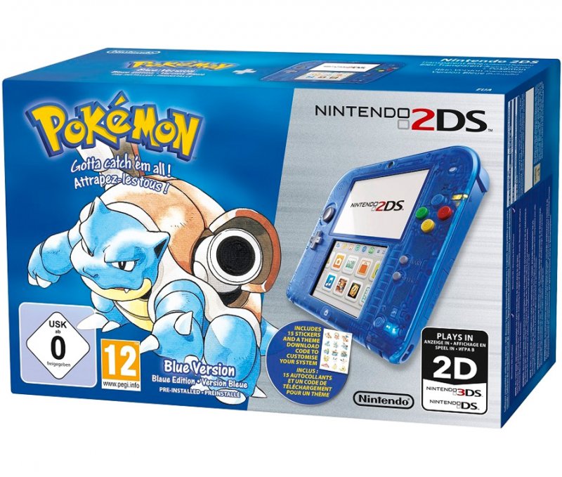 Главное изображение Nintendo 2DS (прозрачный синий) + Pokémon Blue Ограниченное издание (РОСТЕСТ) <small>(3DS)</small>