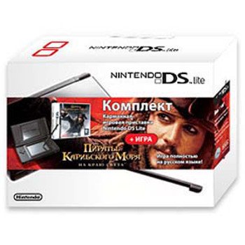 Главное изображение Nintendo DS Lite, черная + игра Disney. Пираты Карибского моря. На краю света <small>(3ds)</small>