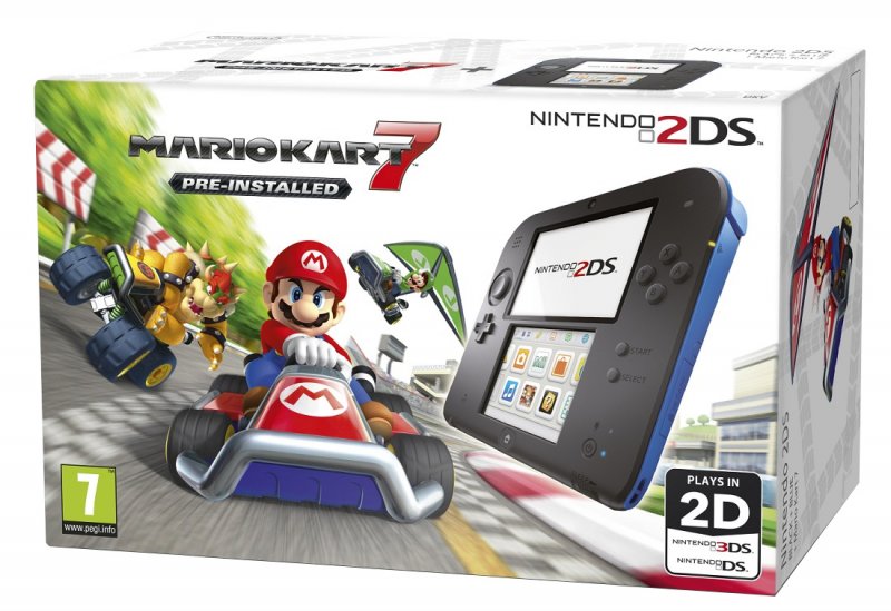 Главное изображение Nintendo 2DS (синий + черный) + Mario Kart 7 <small>(3ds)</small>