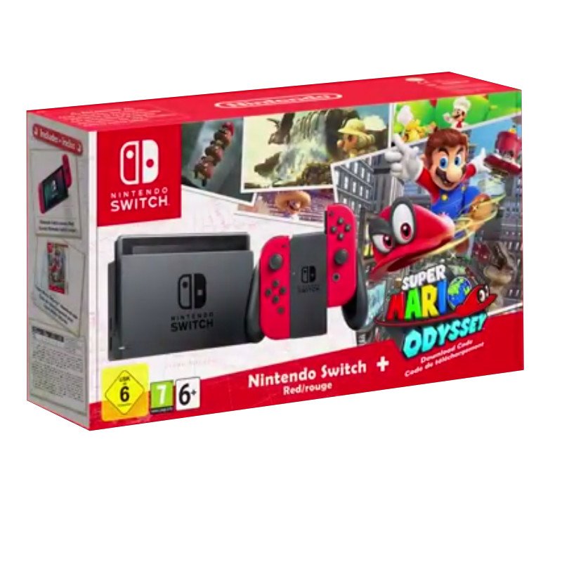 Главное изображение Nintendo Switch (красный) + Super Mario Odyssey <small>(Switch)</small>