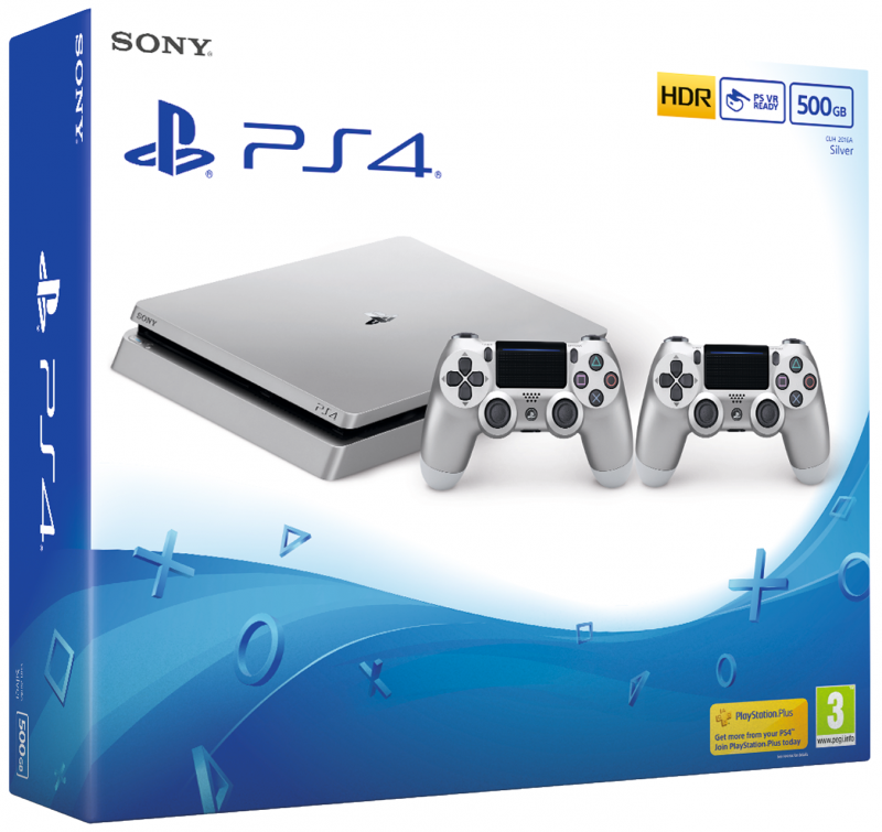 Главное изображение Sony PlayStation 4 Slim 500 GB, Silver Edition (CUH-2016B) + 2-й джойстик Dualshock 4 <small>(PS4)</small>