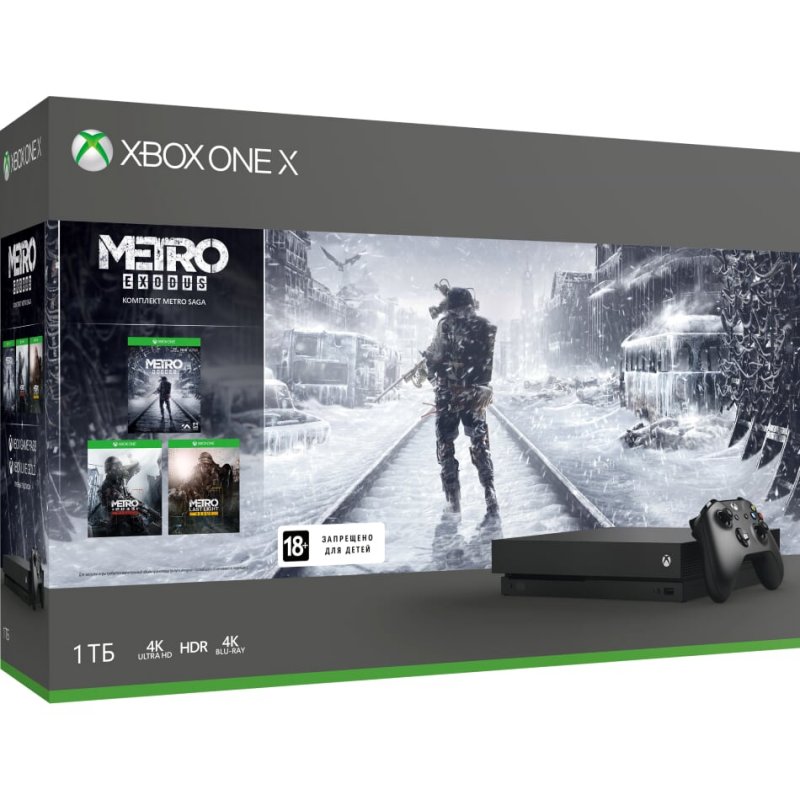 Главное изображение Microsoft Xbox One X (РОСТЕСТ) + Metro: Exodus [Метро: Исход] + игра на выбор (DMC5 или RDR2) <small>(Xboxone)</small>