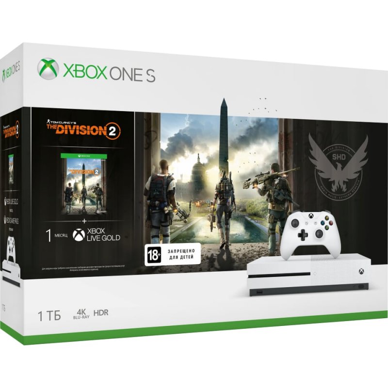 Главное изображение Microsoft Xbox One S 1TB, белый (Ростест) + Tom Clancy