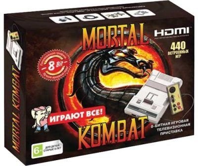 Главное изображение Приставка 8 bit Mortal Kombat HDMI 440 в 1 + 440 встроенных игр + 2 геймпада + (Серая) <small>(Retro)</small>