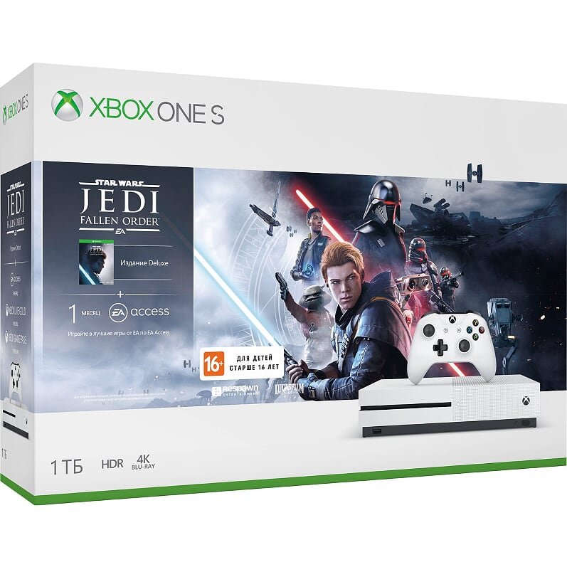 Главное изображение Microsoft Xbox One S 1TB (РОСТЕСТ) + игра Звёздные Войны Джедаи: Павший Орден <small>(Xboxone)</small>