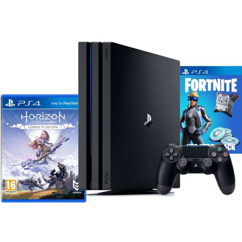 Главное изображение 1TB, чёрная РОСТЕСТ (CUH-7208B) + Fortnite + игра Horizon Zero Dawn - Complete Edition <small>(Ps4)</small>