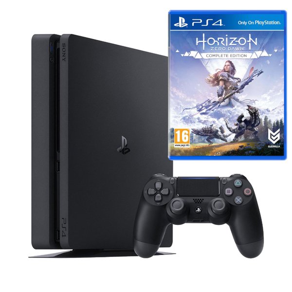 Главное изображение Sony PlayStation 4 Slim 1TB, черная РОСТЕСТ (CUH-2208B) + Horizon Zero Dawn - Complete Edition <small>(Ps4)</small>