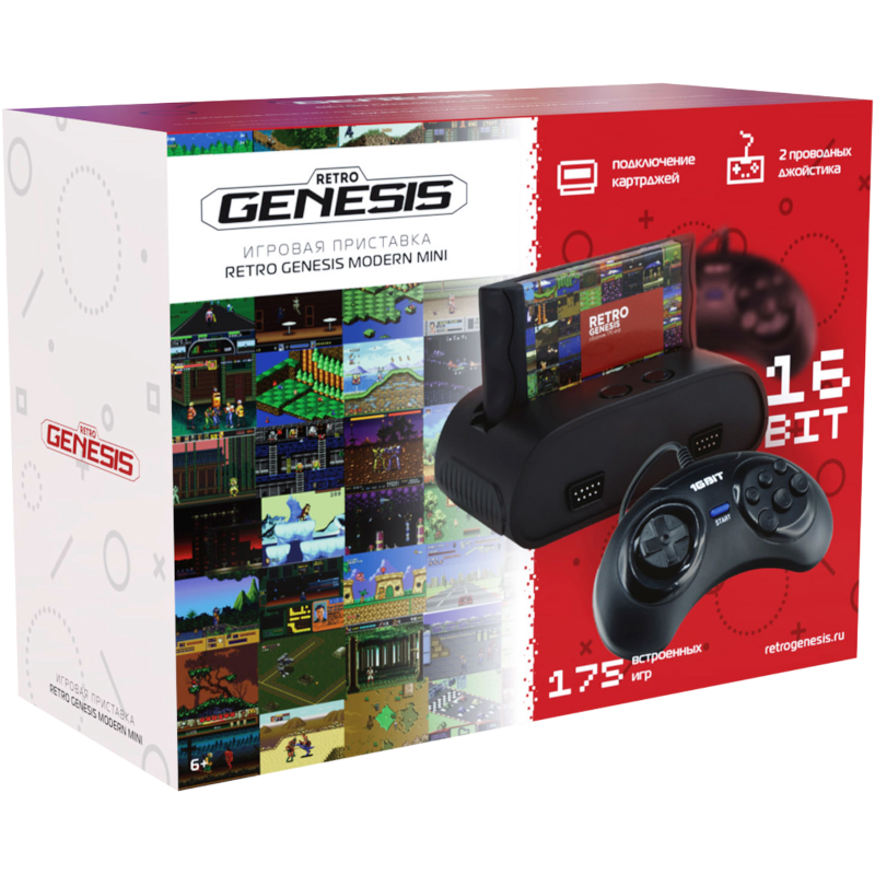 Главное изображение Приставка 16bit Retro Genesis Modern mini (DN-02) + 175 игр + 2 джойстика + картридж <small>(Retro)</small>