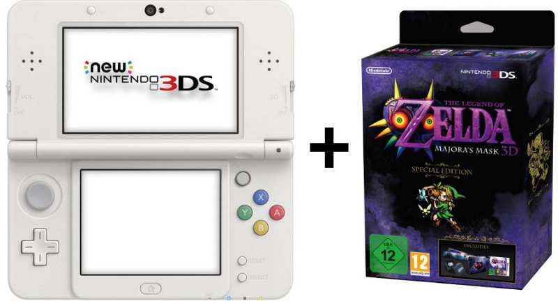 Главное изображение New Nintendo 3DS (белая) + игра Legend of Zelda: Majora