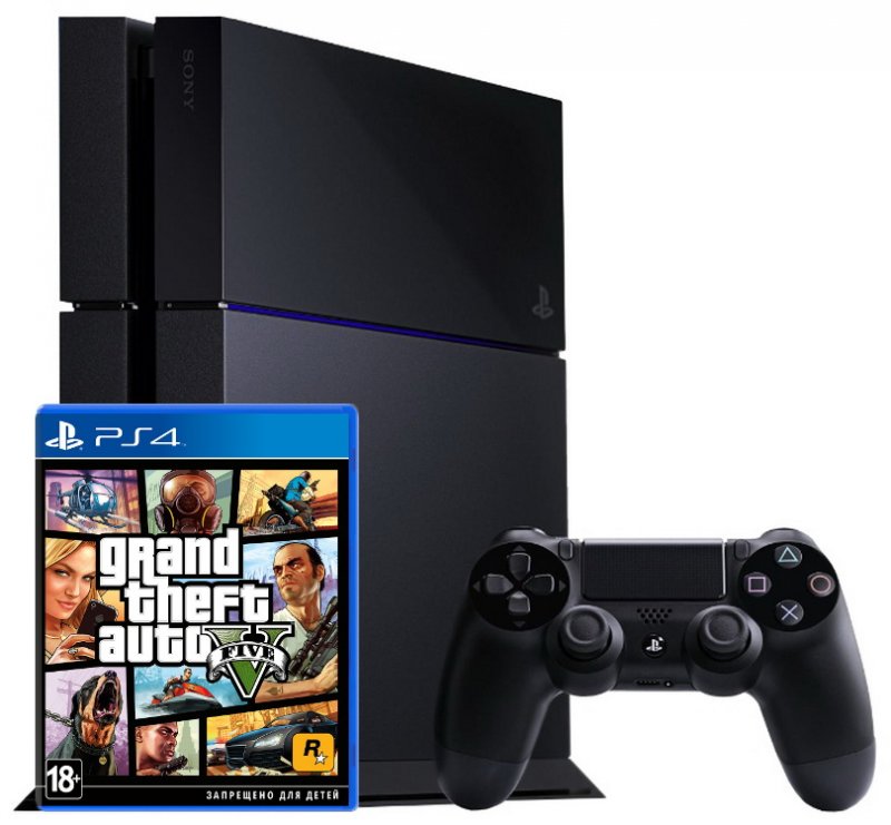 Главное изображение Sony PlayStation 4 500Гб РОСТЕСТ, черная (PS4 RUS) + GTA 5 <small>(Ps4)</small>