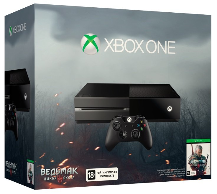 Главное изображение Microsoft Xbox One 500 Гб (без Кинекта) (РОСТЕСТ) + игра Ведьмак 3: Дикая Охота <small>(Xboxone)</small>