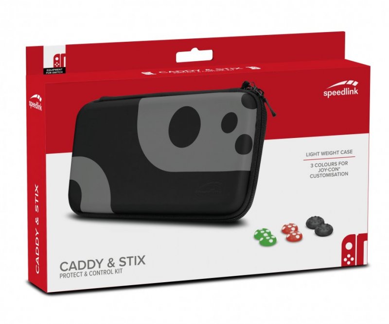 Главное изображение Speedlink Набор: чехол и накладки для консоли Switch Caddy & Stix (black-grey) (SL-330200-BKGY) для Switch