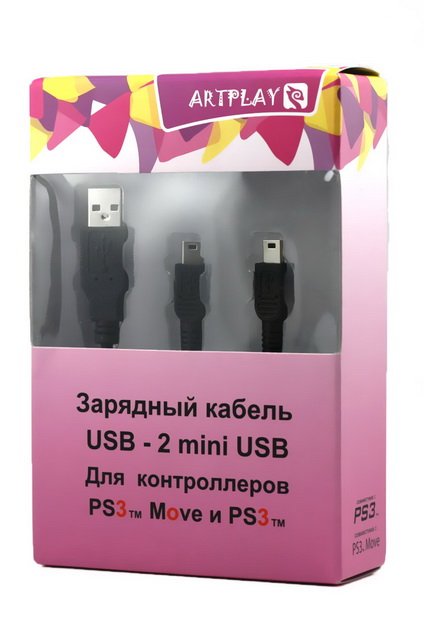 Главное изображение USB кабель для зарядки 2-х контроллеров или PS Move, Artplays для Ps3