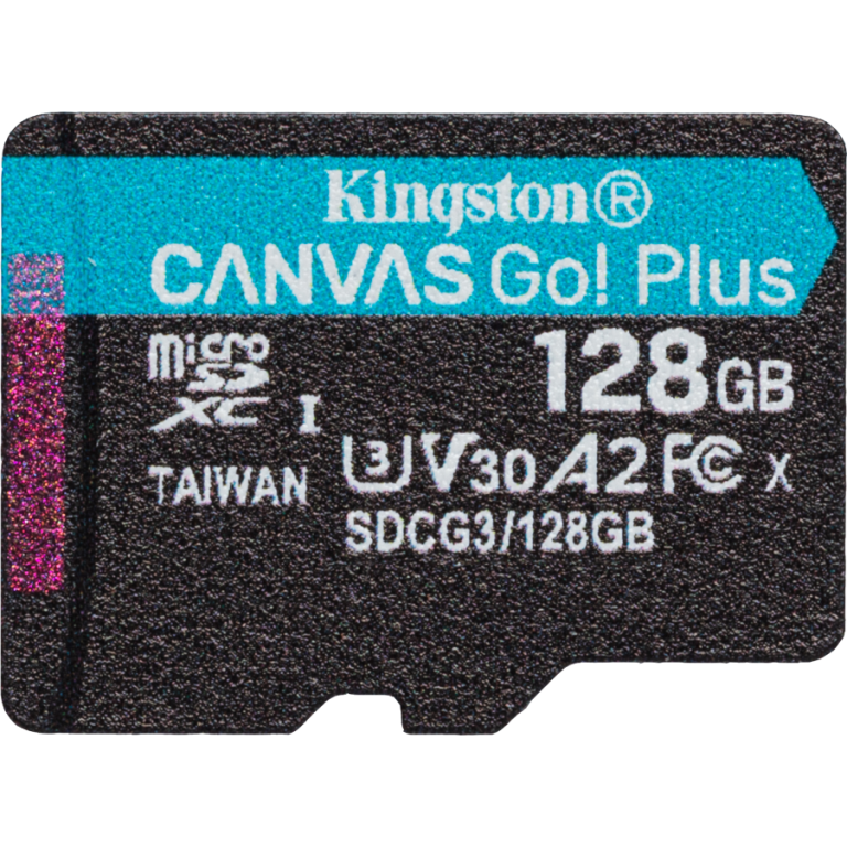 Карта памяти MicroSD 128GB Kingston Class 10 Canvas Go Plus UHS-I U3 V30 A2 (170/70 Mb/s) + SD адаптер