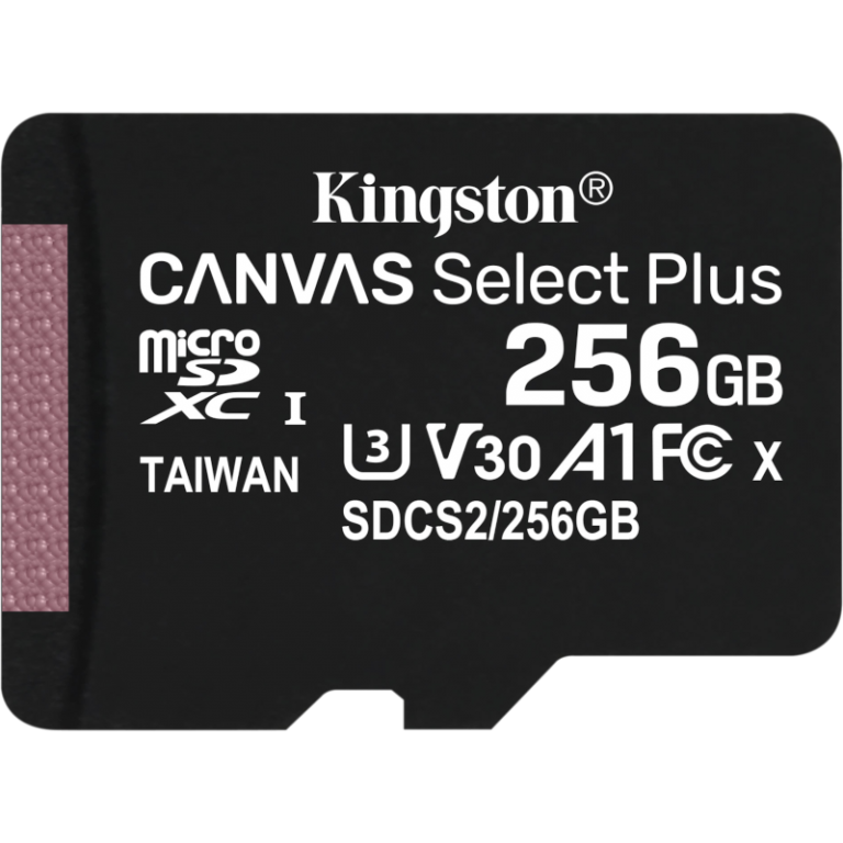Карта памяти MicroSD 256GB Kingston Canvas Select Plus U3 V30 A1 (100 Mb/s) + SD адаптер