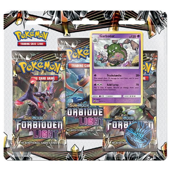 Pokémon Sun & Moon Forbidden Light. Набор 3 бустера + Промо-карта Garbodor + Монета