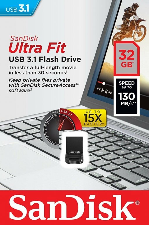 Флешка SanDisk Ultra Fit USB 3.1 32Гб