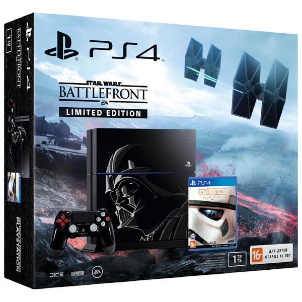 Sony PlayStation 4 1TB Black Limited Edition + Star Wars Battlefront Deluxe (CUH-1208B) РОСТЕСТ
