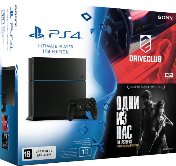 Sony PlayStation 4 1TB (РОСТЕСТ) + игра DriveClub + игра The Last of Us (PS4 RUS)