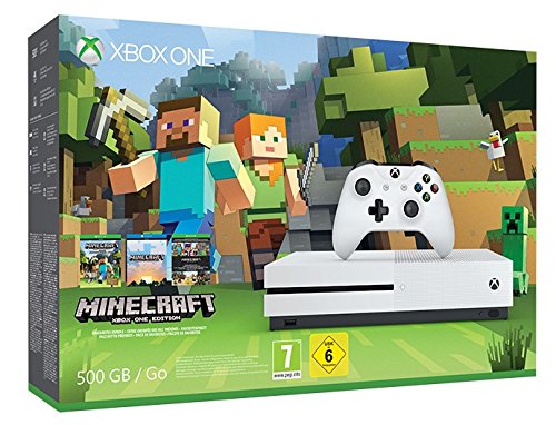 Microsoft Xbox One S 500GB, белый (EUROTEST) + игра Minecraft