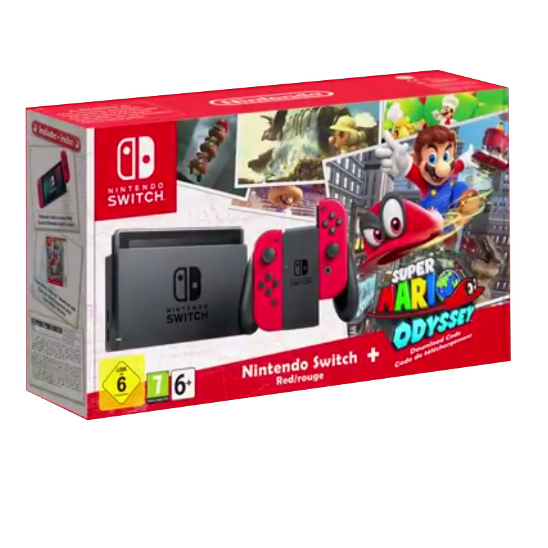 Nintendo Switch (красный) + Super Mario Odyssey