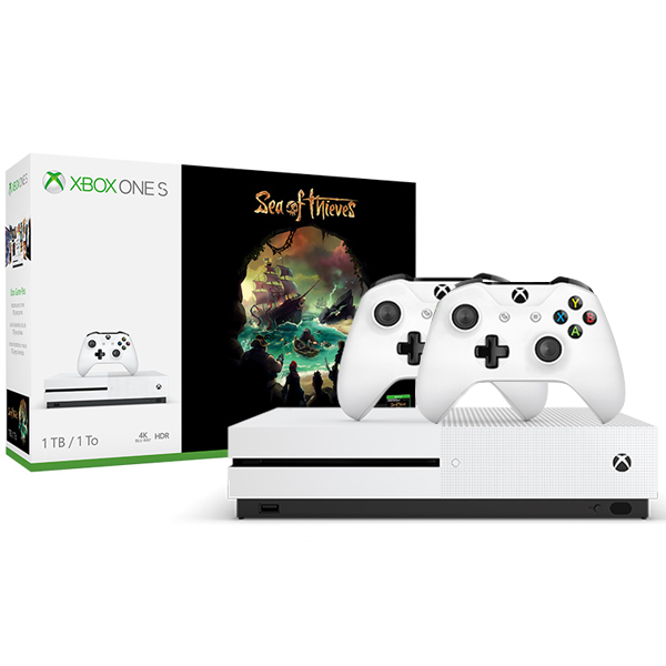 Microsoft Xbox One S 1TB, белый (Ростест) + Sea of Thieves код + Xbox Live Gold 1м. + Game Pass 1м. 2 геймпада (джойстика)